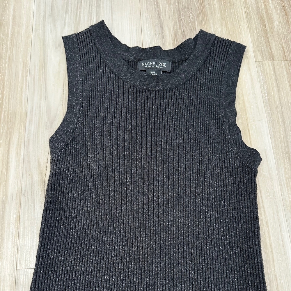 Rachel Zoe Black Ribbed Midi Dress